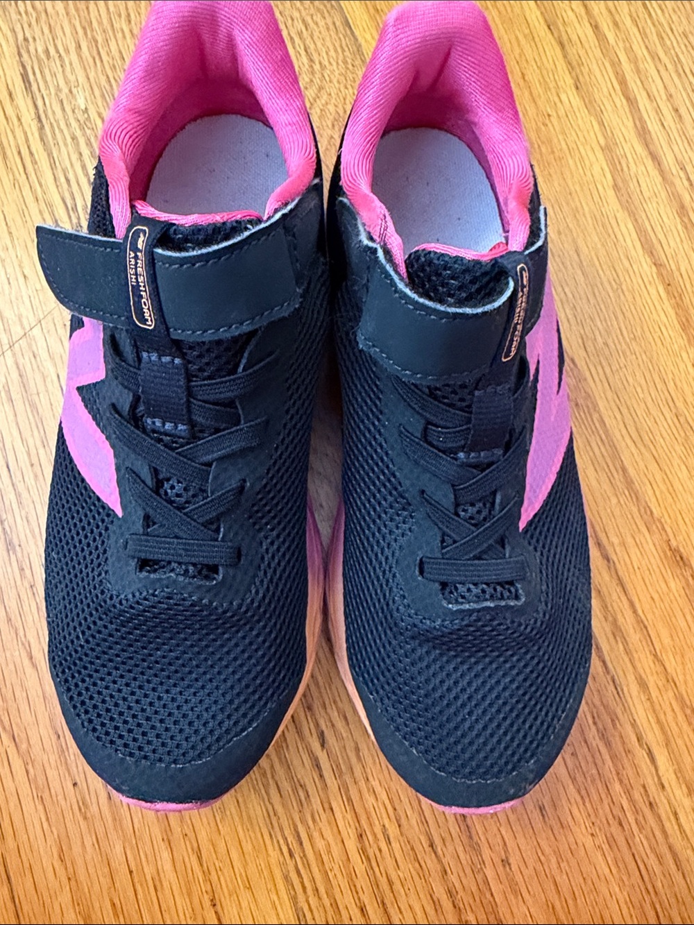 New Balance Kids Black & Pink Velcro Athletic Sneakers
